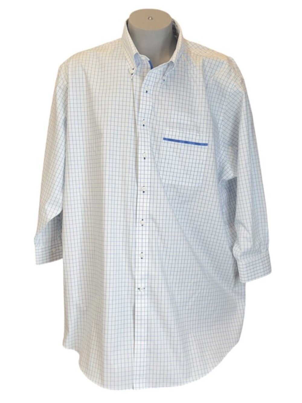 Brooks Brothers United Airlines Mens 19H 32/33 Dress Shirt Blue Windowpane Check